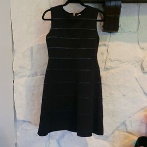 Calvin Klein Black leather stripe dress, size 8